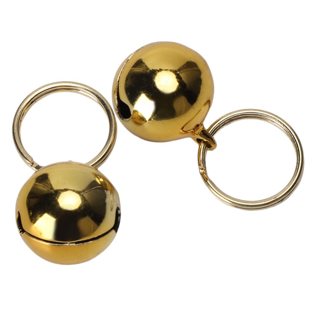 2pcs Rust Resistant AntiLost Copper  s Crisp Sound Round Collar Decoration for Dog Cat(Golden )
