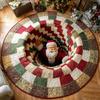 3D Christmas Rug Santa Claus Gnome Quilted Round Floor Mat Optical Illusion Depth Pattern Decorative Area Rug for Living Room Bedroom