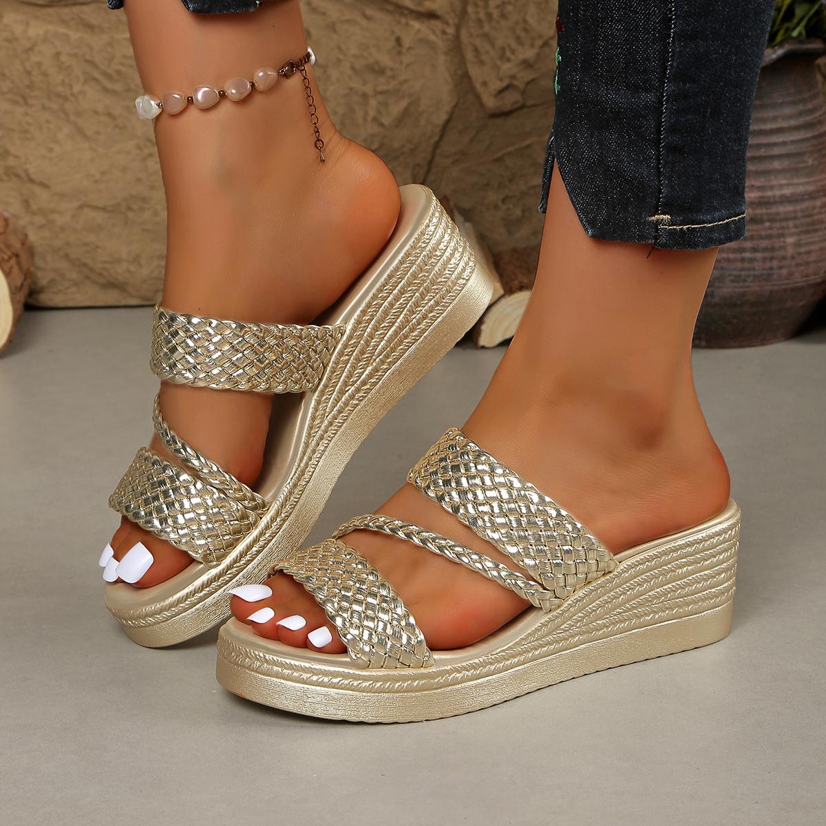 Fashion Shoes Cswo01 Women's Wedges Sandals Summer Slip On High-Heeled Woman Shoes Comfortable Flower Outdoor Platform Sandals Cm