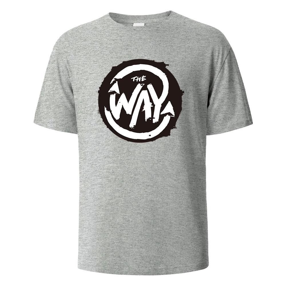 Herren bedrucktes T-Shirt The Way Streetwear 100% Baumwolle Oberteile für Herren Damen Sommer Atmungsaktiv Kurzarm Lässig Rundhals Basic T-Shirts