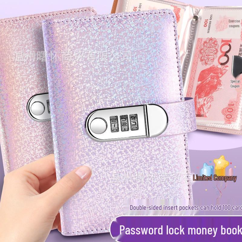 Crystal Clear A6 Password Lock Cash Savings Book Wallet