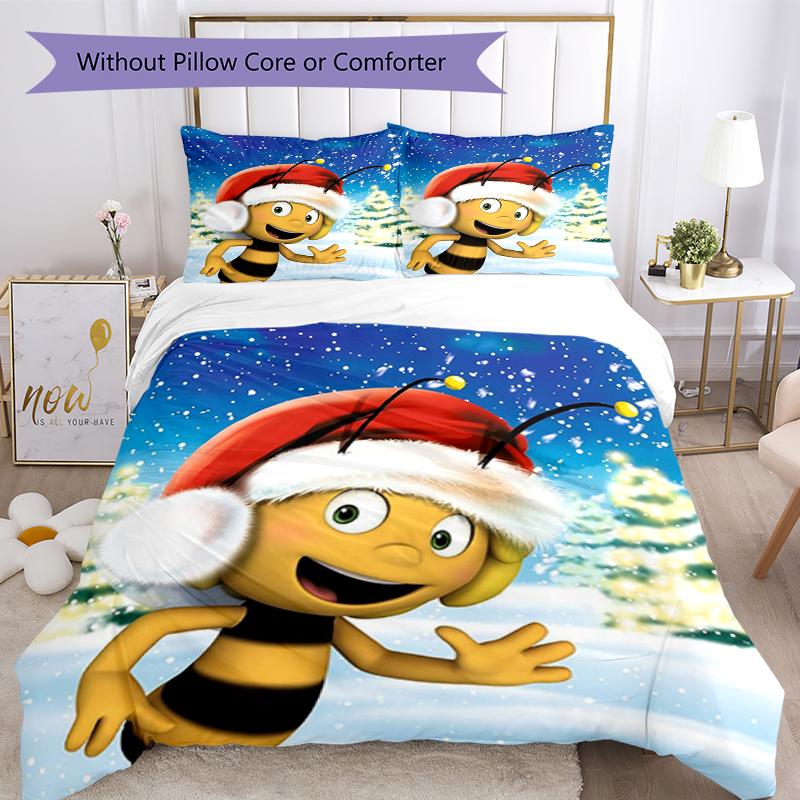 Set Biancheria da Letto con 3 Pezzi di Maya l'Ape, Chiusura con Bottoni per Copripiumino, Include 1 Copripiumino e 2 Federe, Morbido e Confortevole per Tutte le Stagioni.