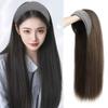 Hair Hoop Half Headband Wig Korean Style Long Straight Hair Gray Wide Knit Headband Wig  Daily Wear