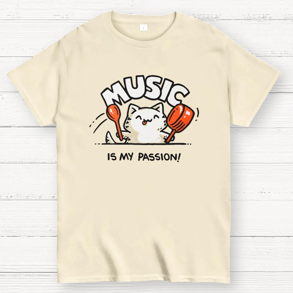 Music Is My Passion Cotton Summer Casual Cool Loose T-Shirt