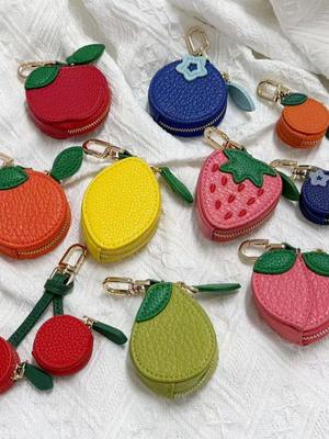Frischer Stil Leder Frucht Münzbörse Schlüsselanhänger Anhänger