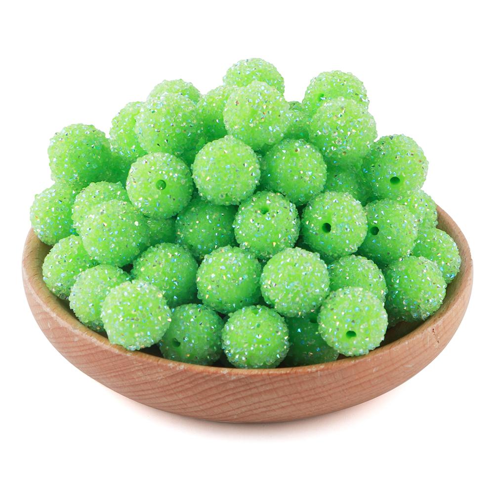 15Pcs 16MM Resin  Round Acrylic Beads Sugar Sand Pasting Process Fashion For Jewelry Making DIY Handmade Bracelets Accessories