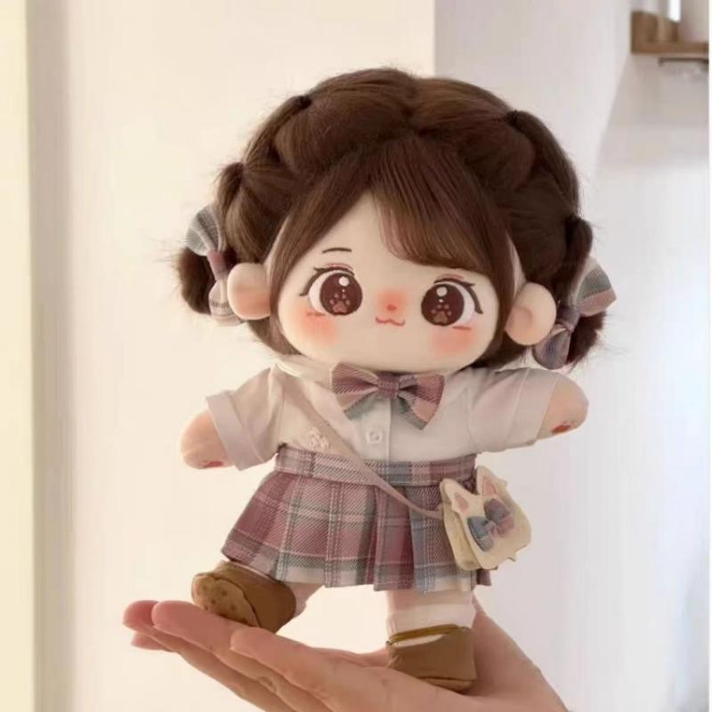20cm Miaomiao Cotton Doll DIY Cosplay Outfit Collection Cute Soft Brown Hair Plush Stuffed Figure Children Girl Christmas Gift