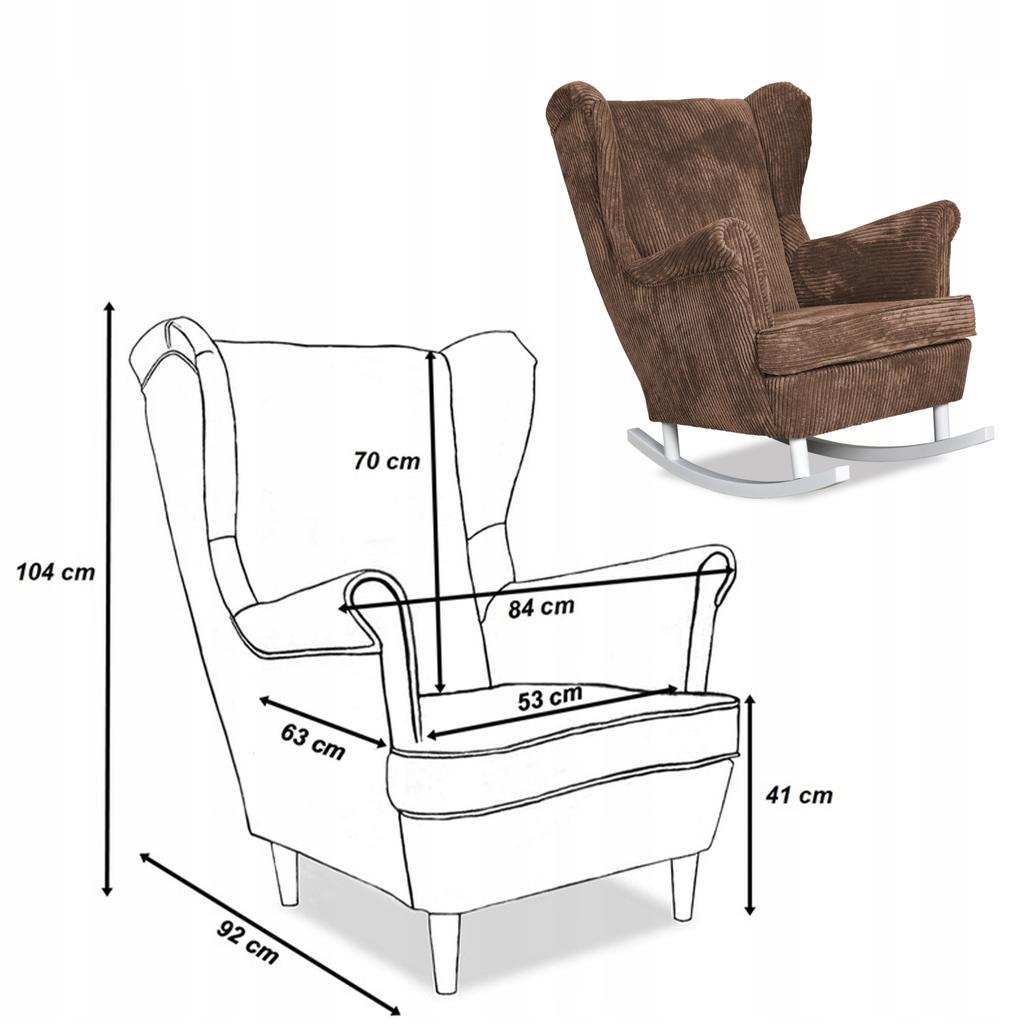 Bonito Rocking Chair, Scandinavian, Family Meble, Corduroy, Brown