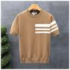 Korean Style Summer Fashion Men's Striped Color O Neck Short Sleeve Breathable Casual Trendy T Shirts