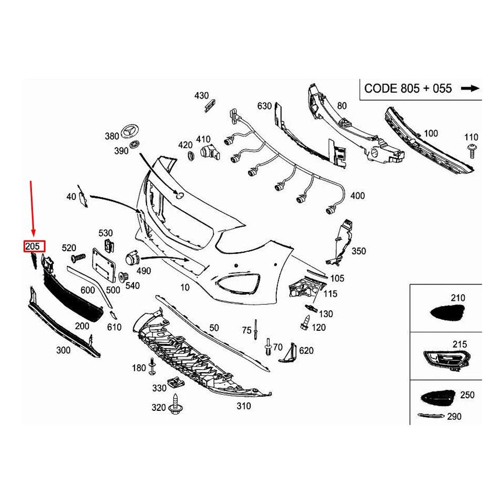 Front Bumper Grille Cover Panel For Mercedes B Class W246 2016-2018 ABS Black OEM A2468852422 No Modification Required