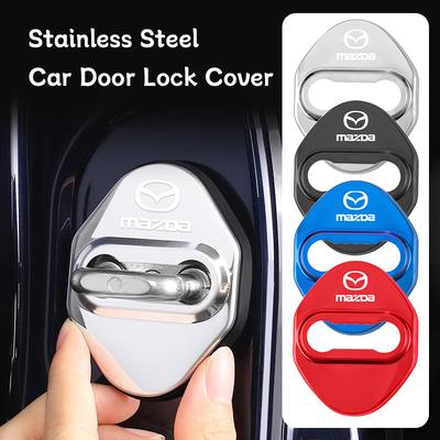 4 szt. Stal nierdzewna Pokrywa Zamka Drzwi Samochodu Etui Naklejki Akcesoria Do Mazda 2 3 6 5 Atenza CX3 CX5 MX5 CX7 Axela CX30 CX90 CX60