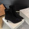 Fashion Pointed Toe Elastic Slim Ankle Boots For Women High Heels Autumn Winter Shoes Ladies Botas Mujes