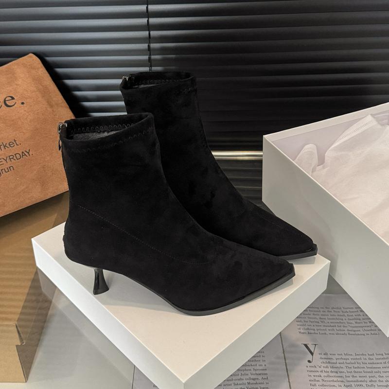 Fashion Pointed Toe Elastic Slim Ankle Boots For Women High Heels Autumn Winter Shoes Ladies Botas Mujes