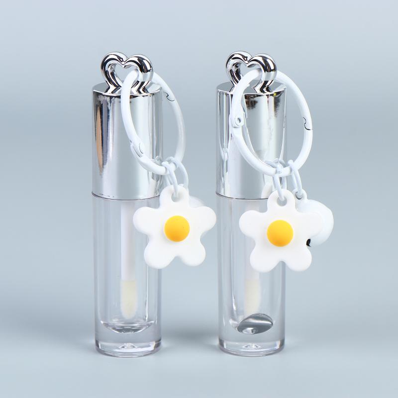 1Pcs Silver Heart-Shaped 2.5Ml Empty Lip Balm Tubes Transparent Lip Gloss Tube Container With Cap Cosmetic Sample Container