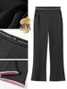 Plus Size Winter Fleece-Lined Silk Flare Pants for Middle-Aged and Elderly Women