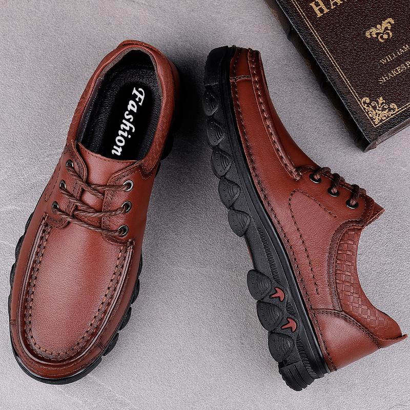 Herbst Mode Tooling Herren Echtleder Freizeitschuhe Männlich Atmungsaktiv Dicke Sohle Sneakers Luxusmarke Business Herrenschuhe