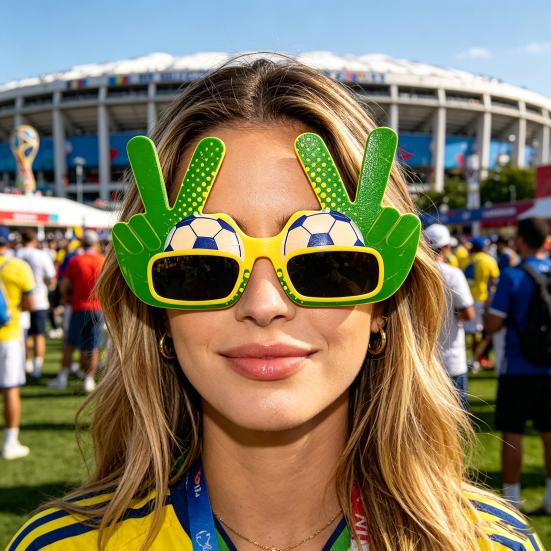 Football Theme Sunglasses, Lightweight Football Events Glasses, Funny Peace Gesture Stadium Sunglasses for Men Women Football Fans Game Day Photos