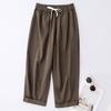2025 Summer New Solid Color Cotton and Linen Harlan Pants Women's Casual Versatile Loose and Thin Korean Version Nine-point Casual Pants