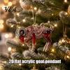 Durable Hanging Collection Acrylic Goat Christmas Tree Pendant, Decorative Ornament with Xmas Pendant Rhinestone, Golden Cord for New Year Party