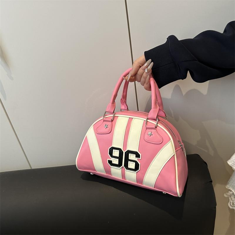 Niche design women's bags, high-end striped contrasting shoulder bags, summer new semi-round underarm bags, messenger bags