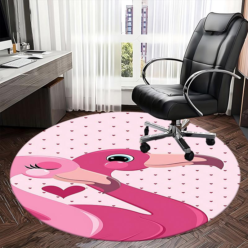 Pink Flamingo Chair Mat Round Carpet for Home Decor, Office Use, Living Room, Bedroom, Gift Idea0116b