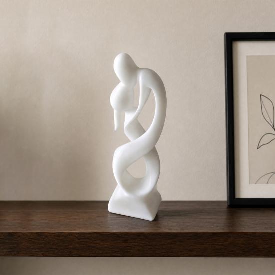 Kiss of Love Figurine, 3D Printed Kissing Couple Statue, White Abstract Art Man And Woman Sculpture for Home Table Shelf Entrance Cabinet Decor