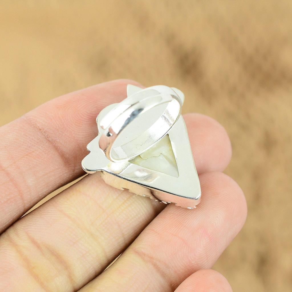 Natural Mother Of Pearl 925 Silver Multi Stone Flower Adjustable Ring For Women