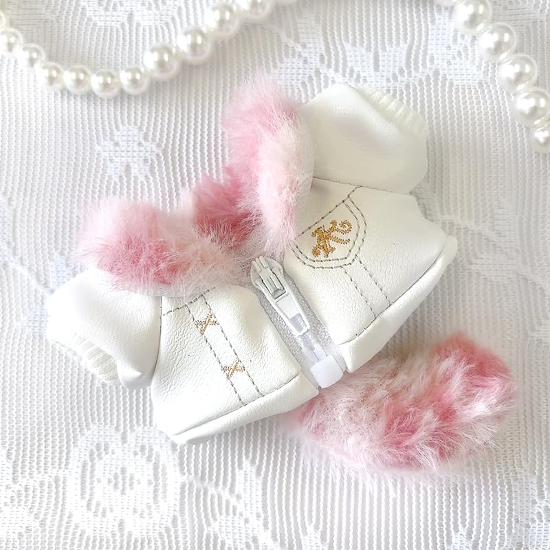 Fluffy Leather Jacket with Tail (10cm) White Plush Toy [Used]