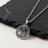 Vintage Celtic Knot Necklace for Men Boys,Stainless Steel Round Pendant Necklace,Punk Amulet Jewelry Gift