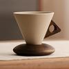 Ceramic Coffee Mug with Wooden Handle Unique Cone Shape Cup for Home Office Cafe Handmade Stoneware Cup for Tea Latte Juice
