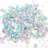 600pcs Birthday Confetti, Metallic Birthday Table Scatter Iridescent Party Confetti for DIY Crafts Cake Balloons Stars Ribbons Shapes Festive Table