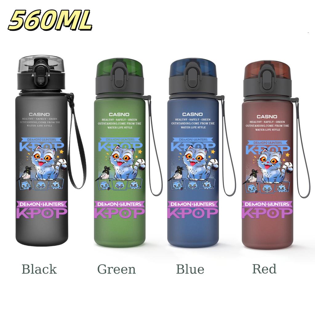 560ML KPop Demon Hunters Plastic Cartoon Pattern Water Cup Tall Superior Quality Children Outdoor Sports Drinking Water Bottle Birth Date Present
