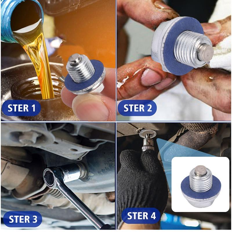 M12*1,25 Magnetischer Ölablassschraube mit 90341-12012 Dichtung für Auto Motorölwanne Dichtstopfen Verschleißteile für Toyota