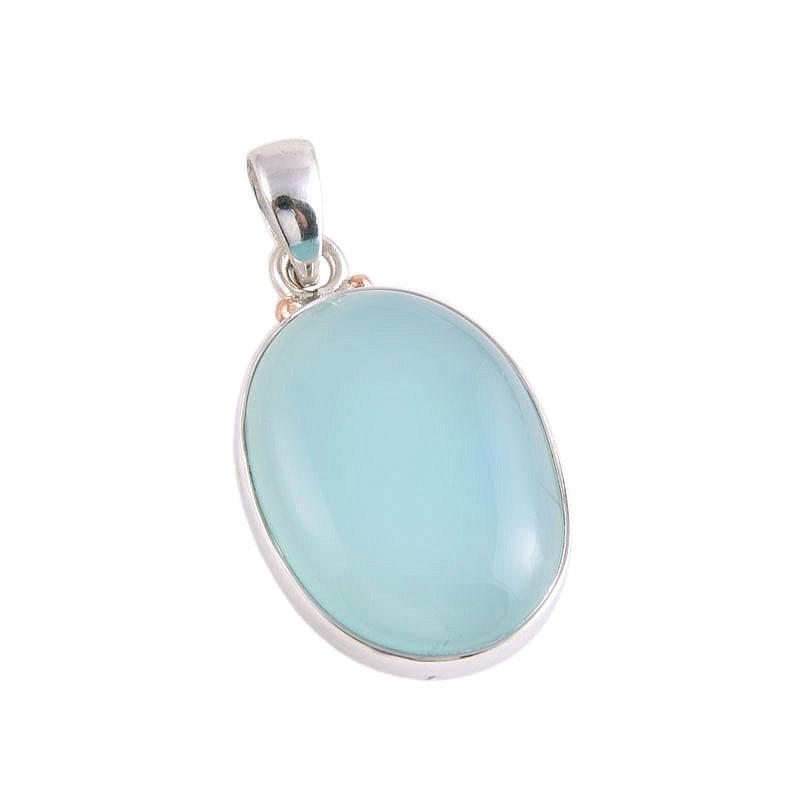 Natural Aqua Chalcedony Gemstone Handmade 925 Solid Silver Pendant 1.50'' e2Z78