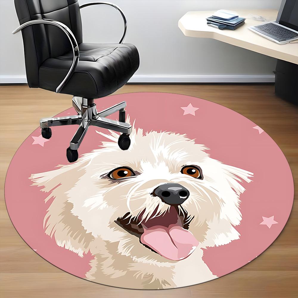 1pc Poodle Pattern Office Round Rug, Non-slip, Soft and Durable Office Rug for Interior Decoration, Perfect for Office,Decoration yy260204022