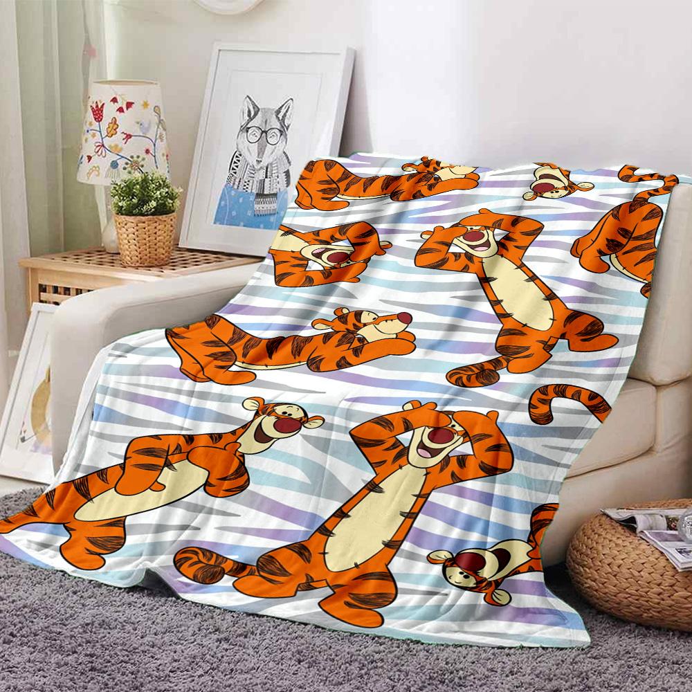 Tiger Stripes Adventure Flannel Blanket Super Soft Warm Cozy Blanket For Sofa Bed Office Travel Allseason Home Decor Gift
