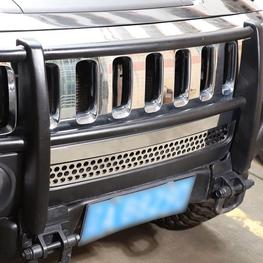 GrillSpoiler Bumper Vent i Rustfritt Stål med Honningkake-netting passer til Hummer H3 2005-2009, Ventilasjonsgitter Deksel