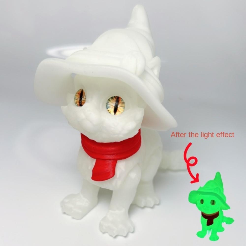 Big Eyes 3D Printed Cat Model Plastic Material Creative Sculpture Articulated Cats Doll 3D Printing Technology Realistic Design