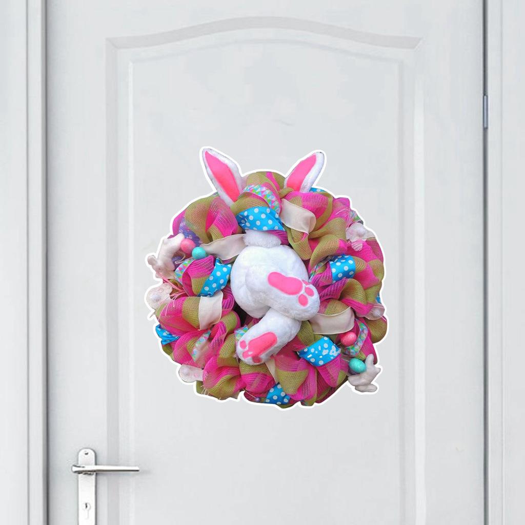 New PVC Easter Door Sticker Cartoon DIY Wall Sticker Self-adhesive Bunny Shape Bunny Ears Sticker HAPPY EASTER DAY