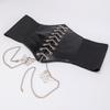 Slim Elastic Pu High Waist Belt Women Women's Girdle Style Chain Elastic Bow Knot Straps Black Punk Gothic Wide Belt Corsets