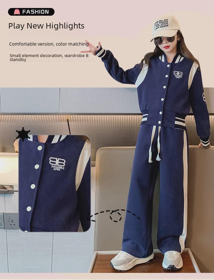 Stilvolle Frühlings- und Herbstsportbekleidung für Mädchen: Trendiges Zweiteiler-Set für Kinder