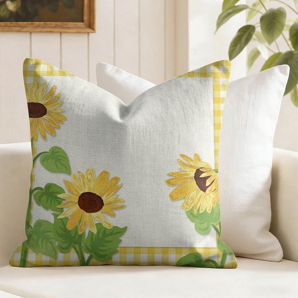 Sunflower Pattern Cushion Cover Natural Linen Pillow Cover DoubleSided Print Cushion Cover for Sofa Home Decor