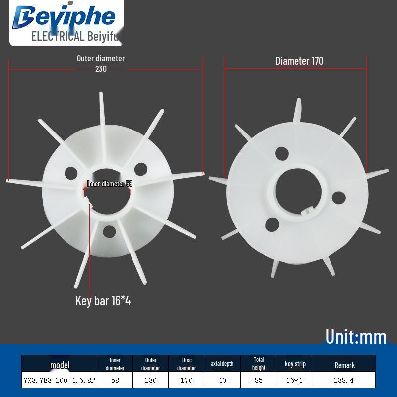 High-Temperature Resistant Y3/YX3 Plastic Cooling Fan Blade 0.55-160KW Energy Saving, New YE3.