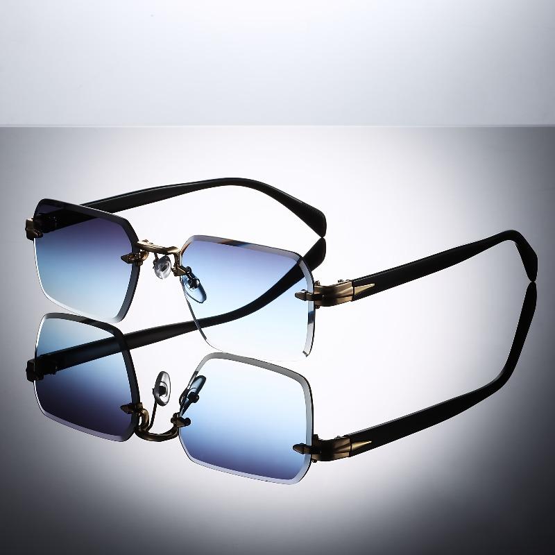 1 Pair of Frameless Square European and American Fashion Glasses with Cut Edges Available In Multiple Colors