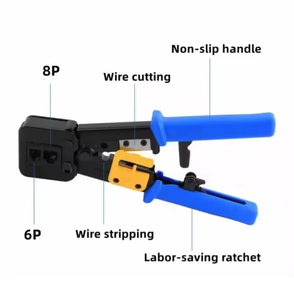 Portable Hand Network Tools Pliers Pass Through Crimper Multi Function Pressing Clamp End-Pass-Through Connectors Cable Stripper