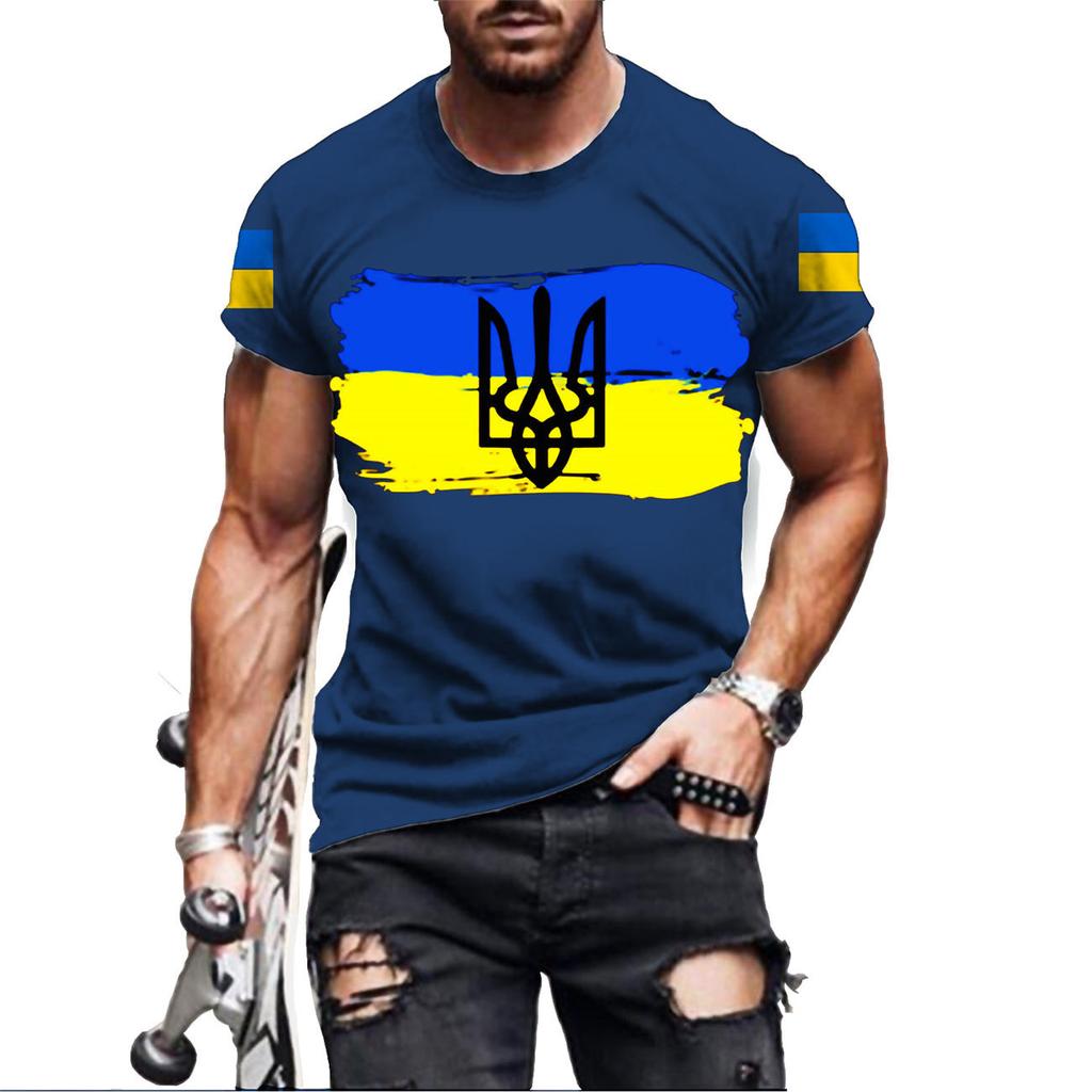 2025 Men's T-Shirt Ukrainian T-Shirt 3d Men's Ukrainian Army Badge T-Shirt Ukrainian Flag Short Sleeve T-Shirt