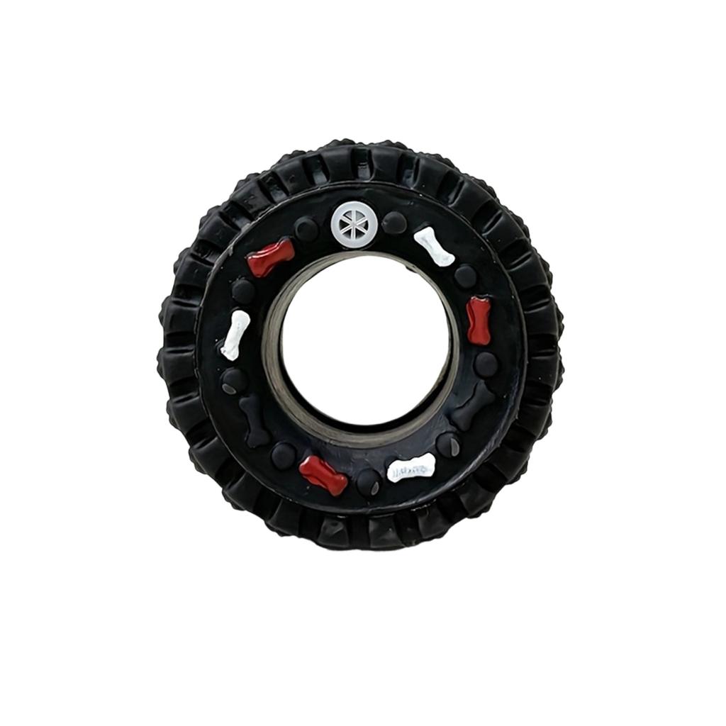 Durable Squeaky Tire Dog Toy Interactive Rubber Chew Toy for Pets Realistic Tire Design for Medium and Large Dogs
