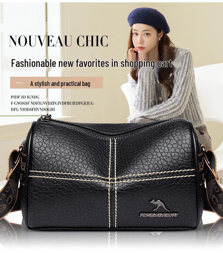 Women's Trendy Wide Shoulder Strap Handbag: Korean Fashion Crossbody Bag