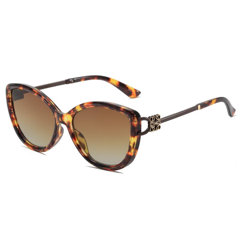Women's Retro Cat Eye UV Protection Sunglasses with Metal Temple Hollow-out Design