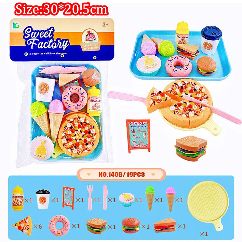 

Children Simulation Food Pretend Kitchen Toys Ice Cream Hamburger Steak Pizza Fast Food Plate Kit Pretend Play Girl Games Gift